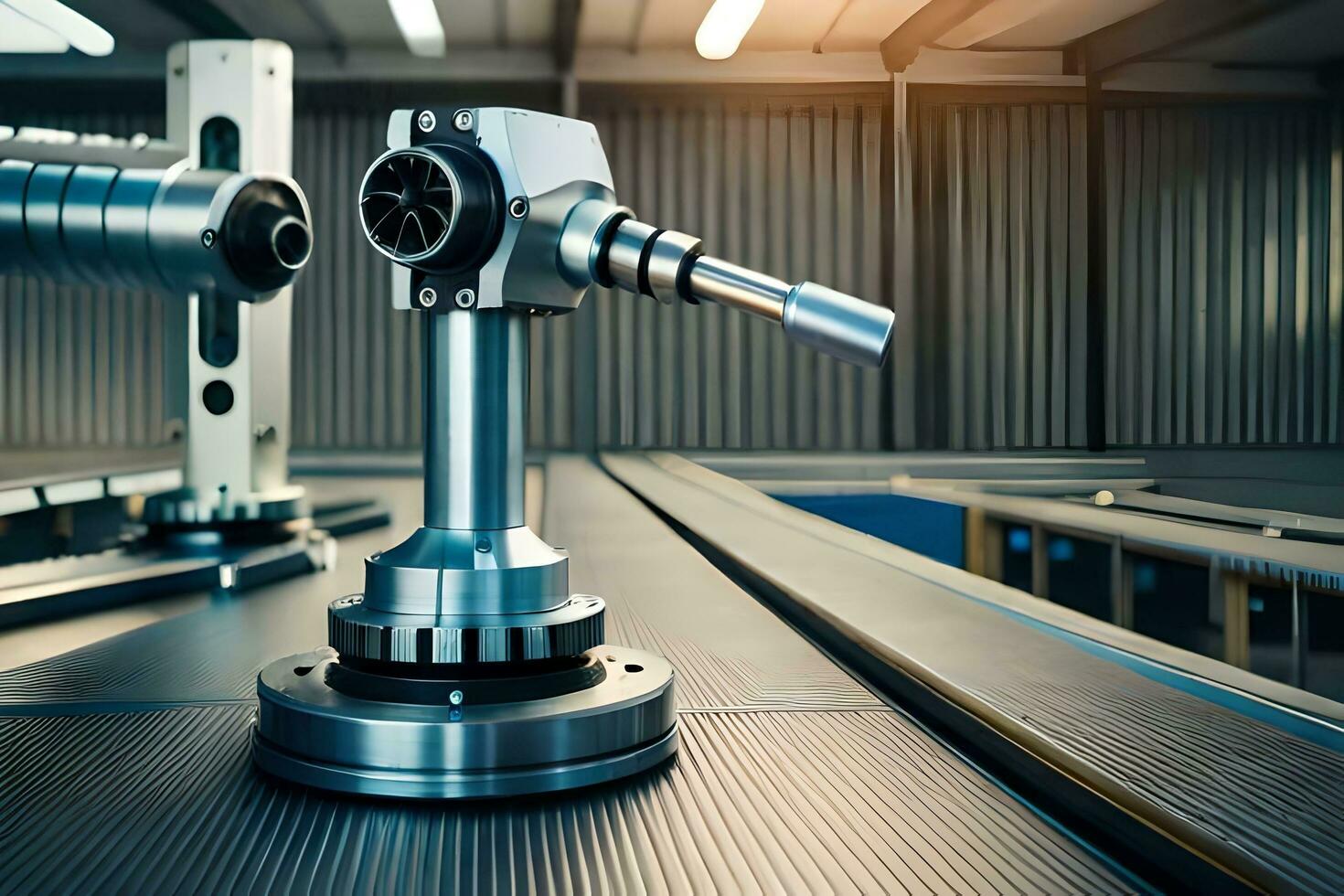 a machine is sitting on a table in a factory. AI-Generated photo