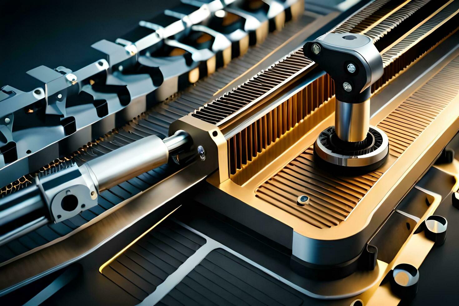 a close up of a machine with a metal plate. AI-Generated photo
