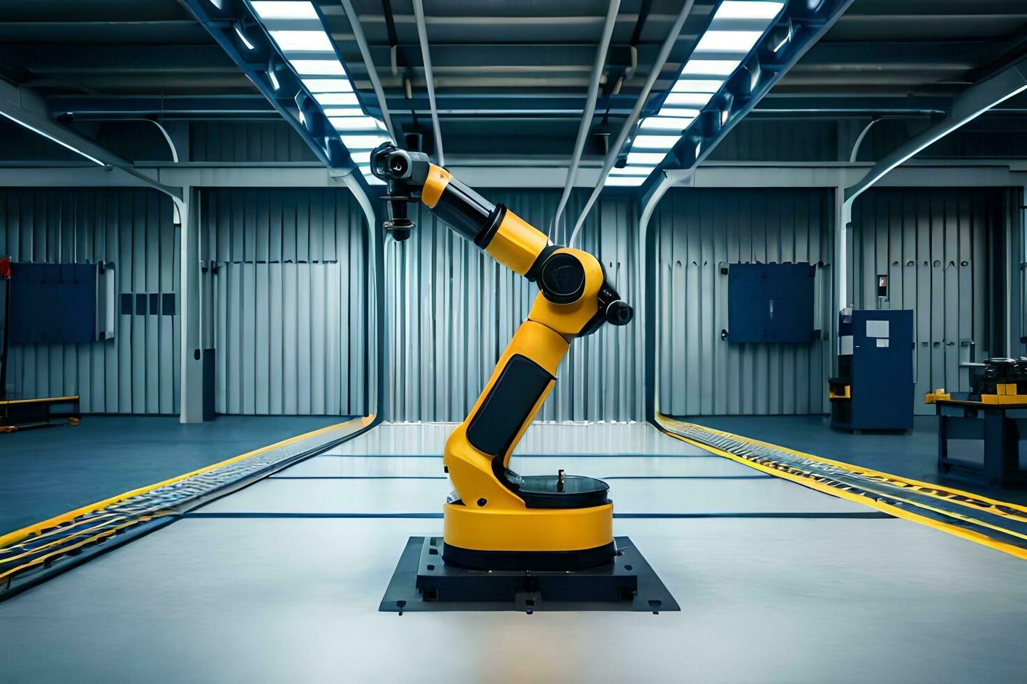 a robotic arm in a factory setting. AI-Generated photo