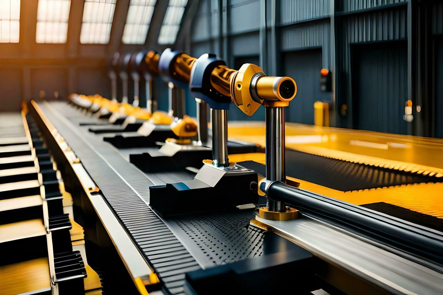 a machine is in the middle of a factory. AI-Generated photo