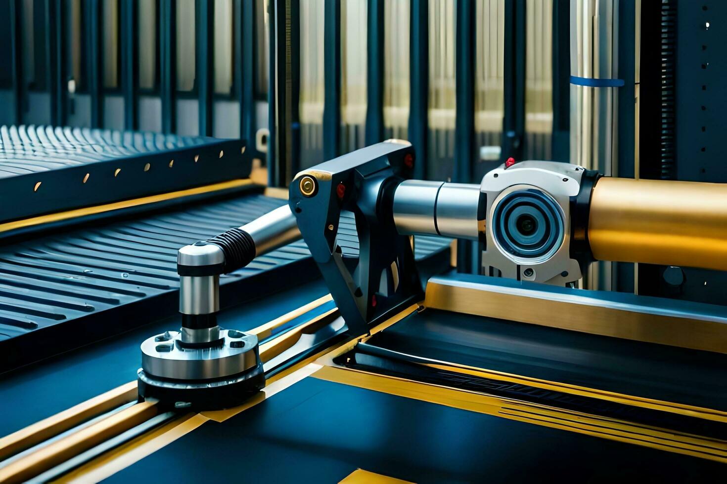 a machine is working on a metal machine. AI-Generated photo