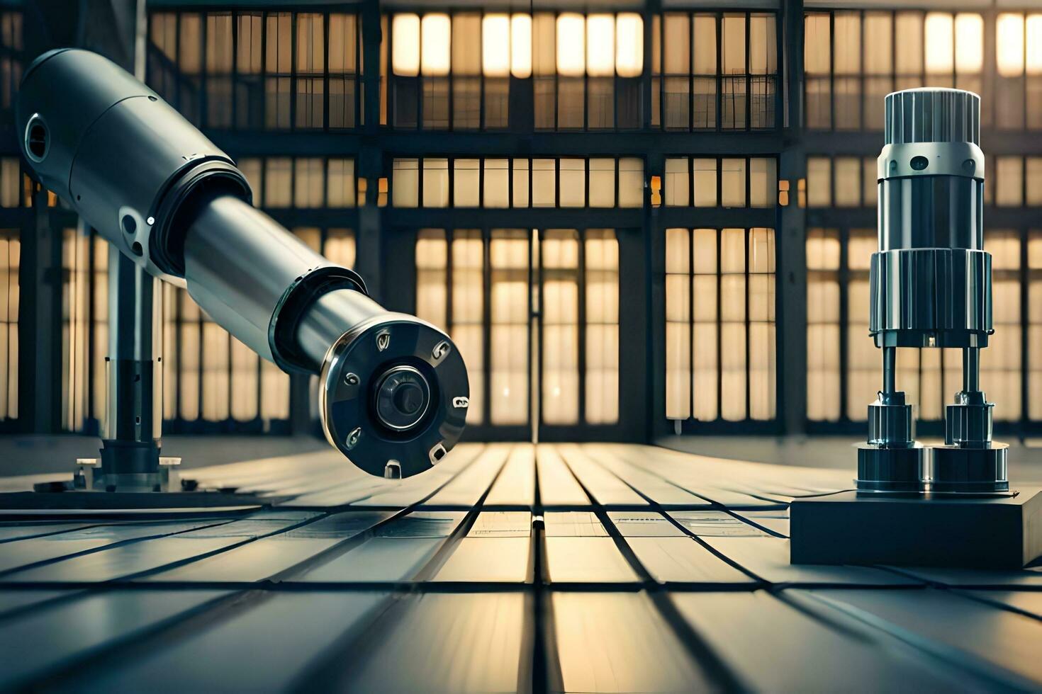 a robotic arm and a machine in a factory. AI-Generated photo