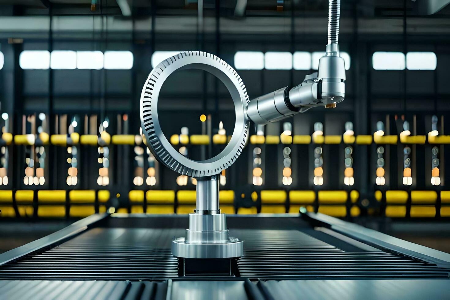 a metal machine is sitting on a table. AI-Generated photo