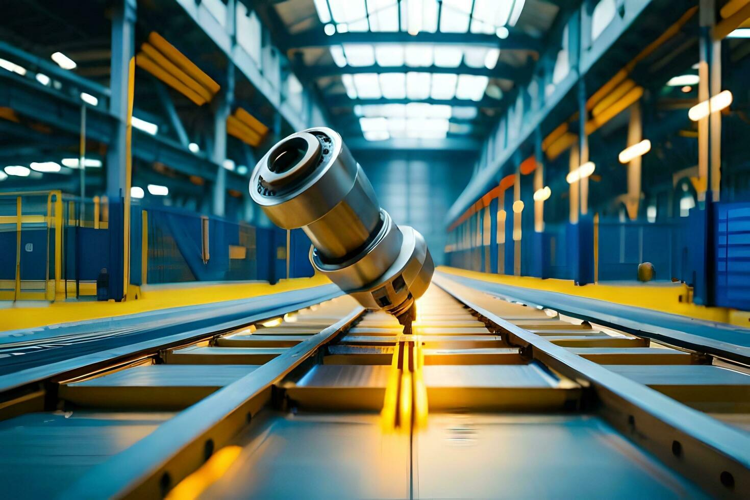 a machine is on the track of a factory. AI-Generated photo