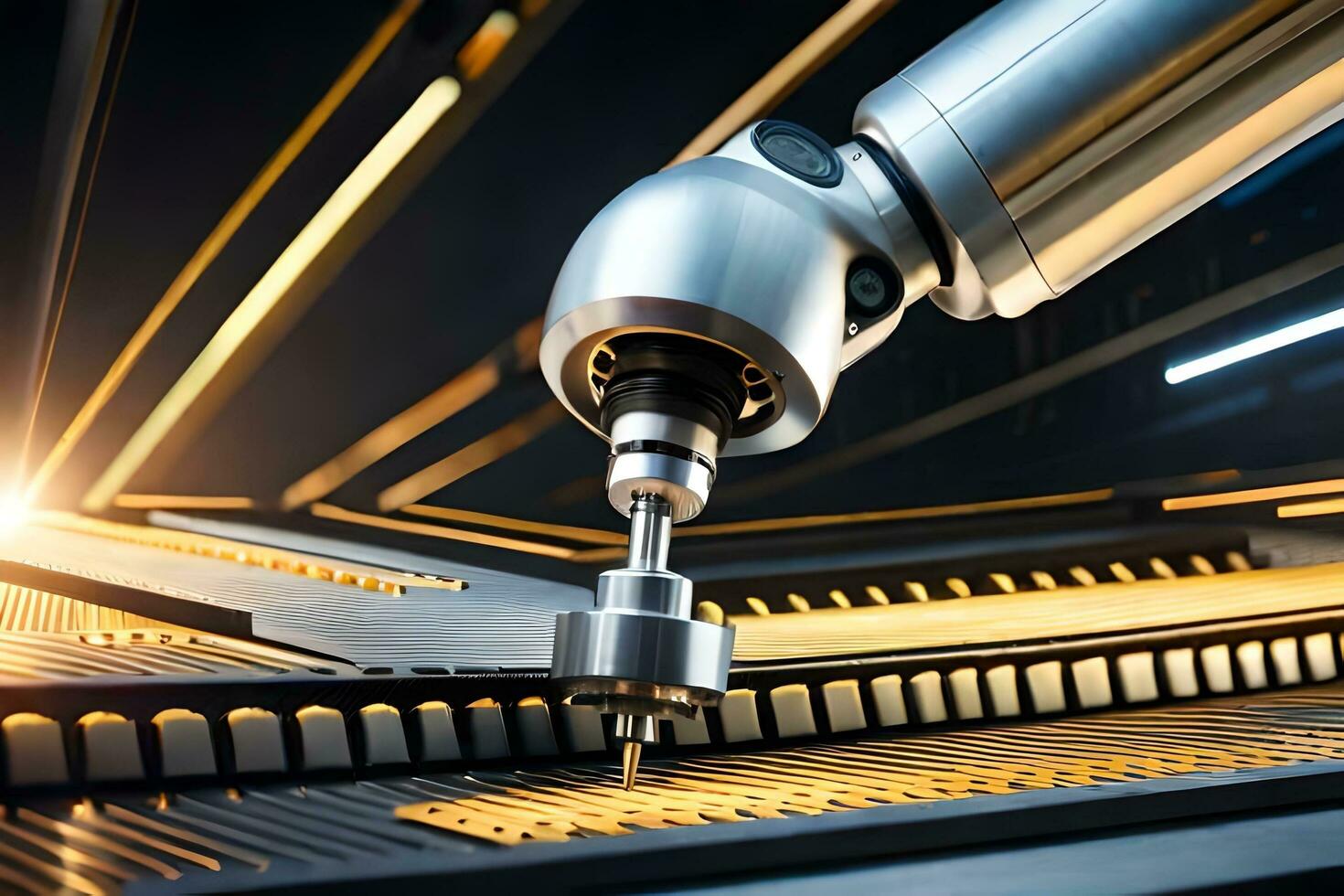 a robotic arm is working on a machine. AI-Generated photo