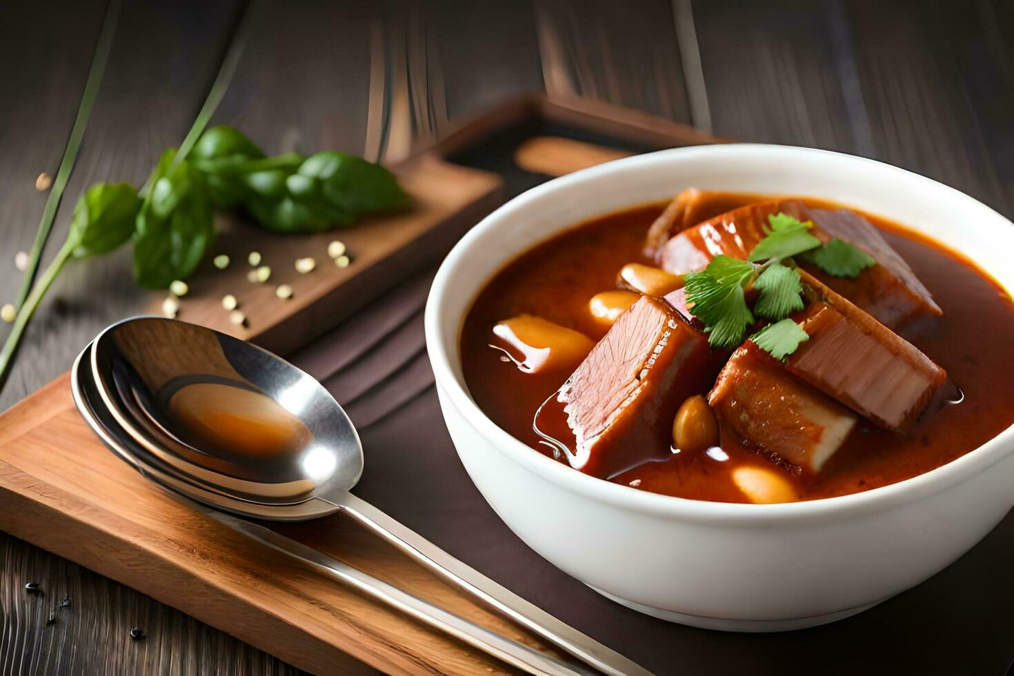 chinese pork and bean soup. AI-Generated photo