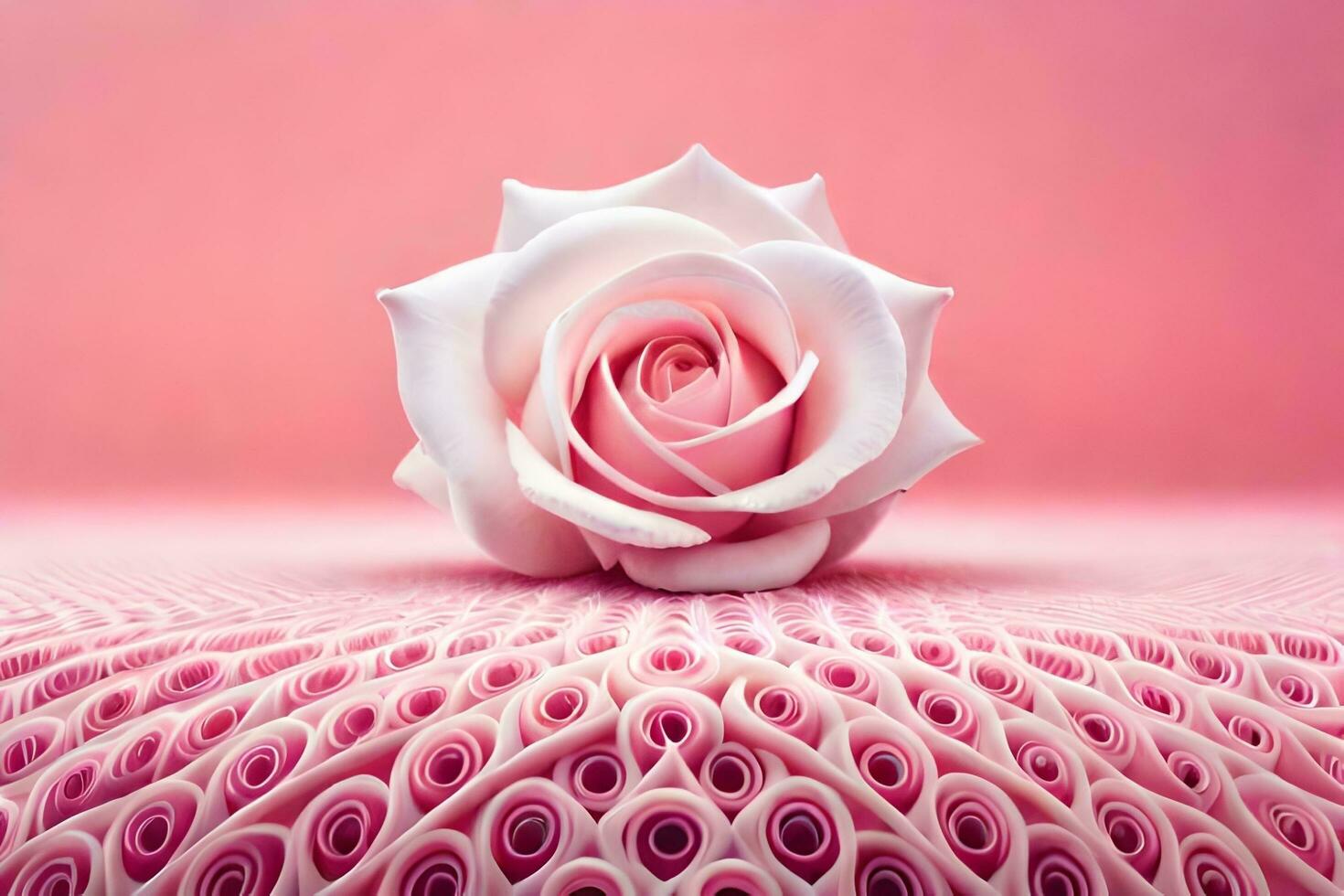 a pink rose sitting on top of a pink background. AI-Generated photo