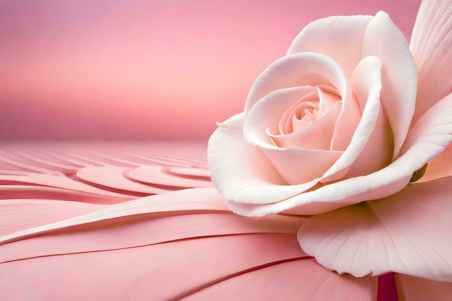 a single rose is sitting on top of a pink background. AI-Generated photo