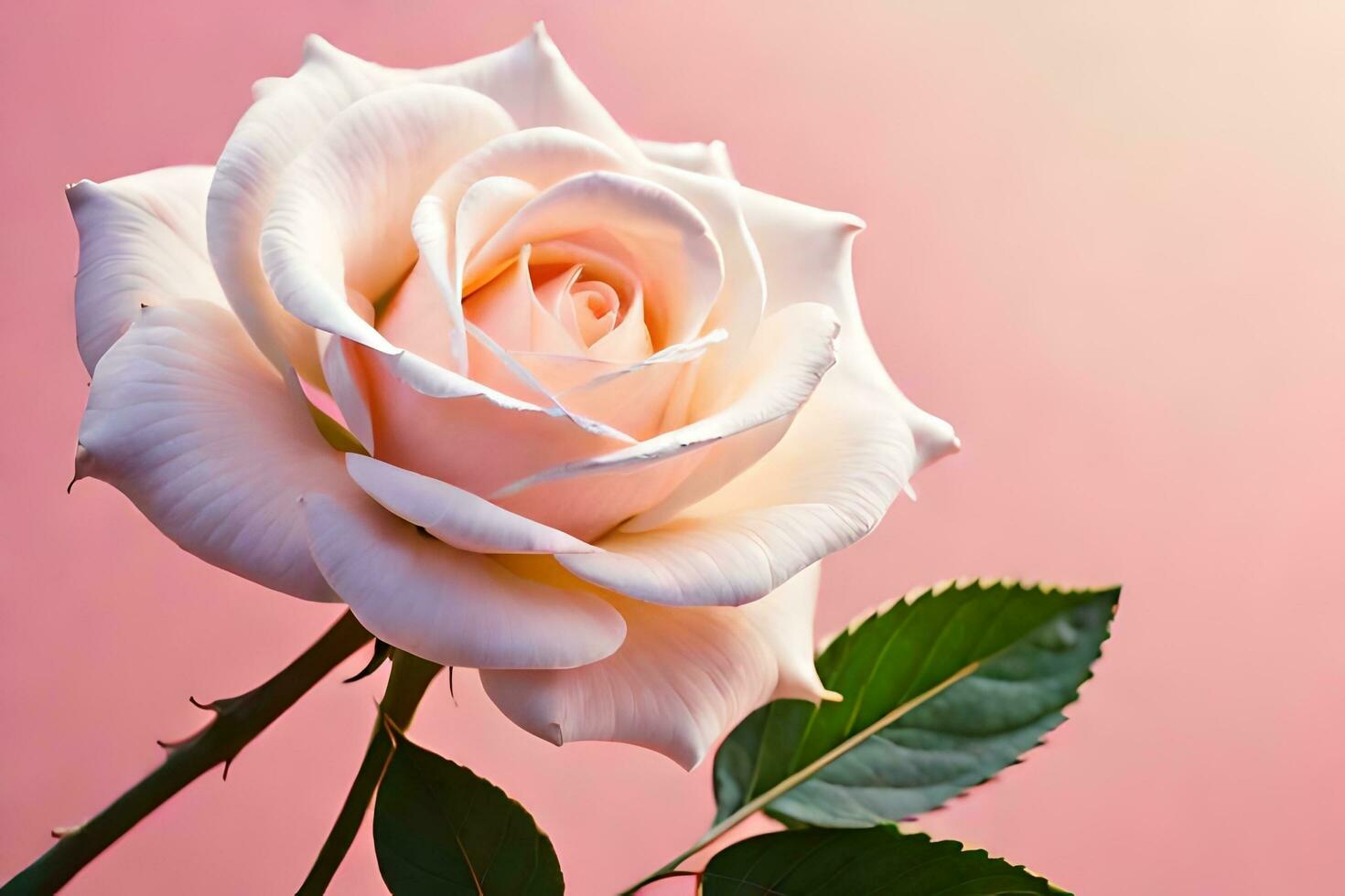 a single white rose is shown against a pink background. AIGenerated