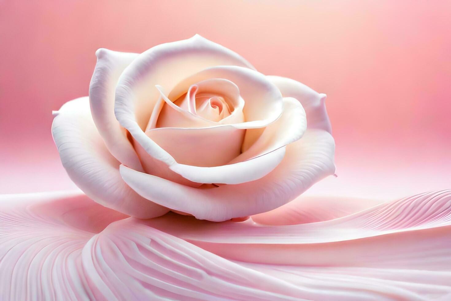a single white rose on a pink background. AI-Generated photo