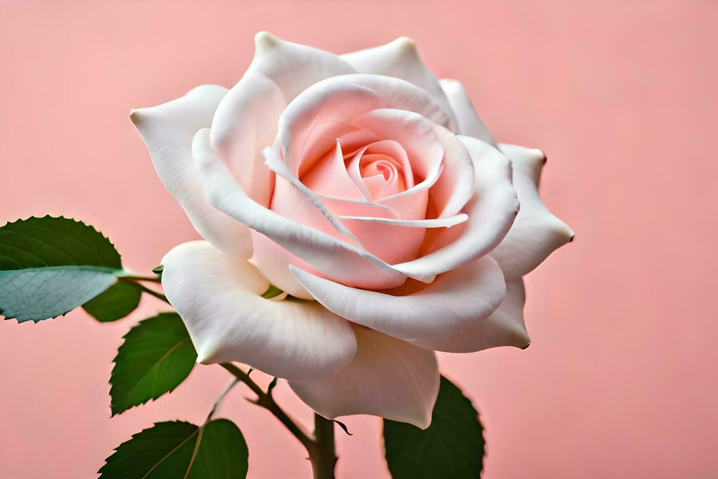 a single white rose is shown against a pink background. AI-Generated photo