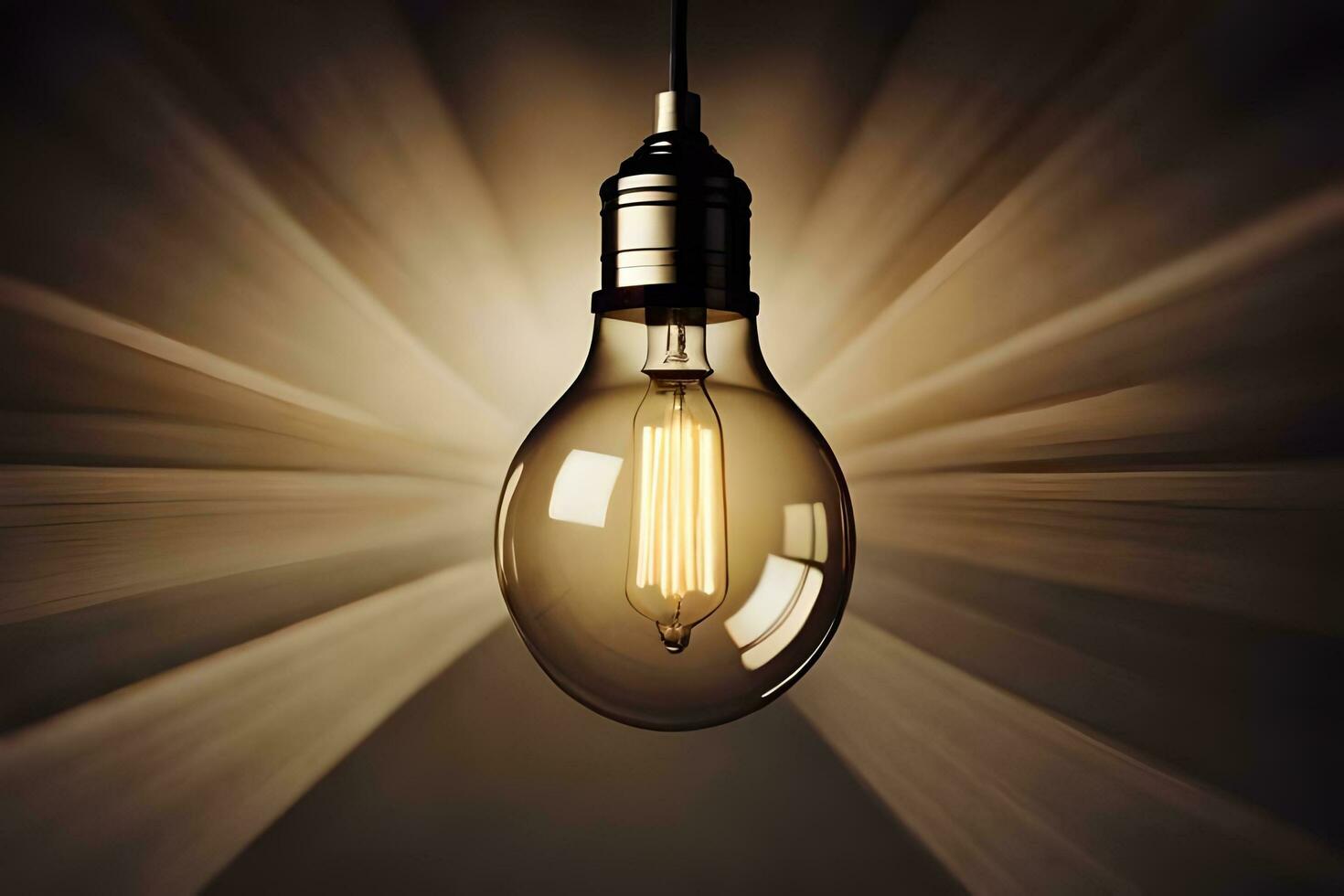an old light bulb is shown in a dark room. AI-Generated photo