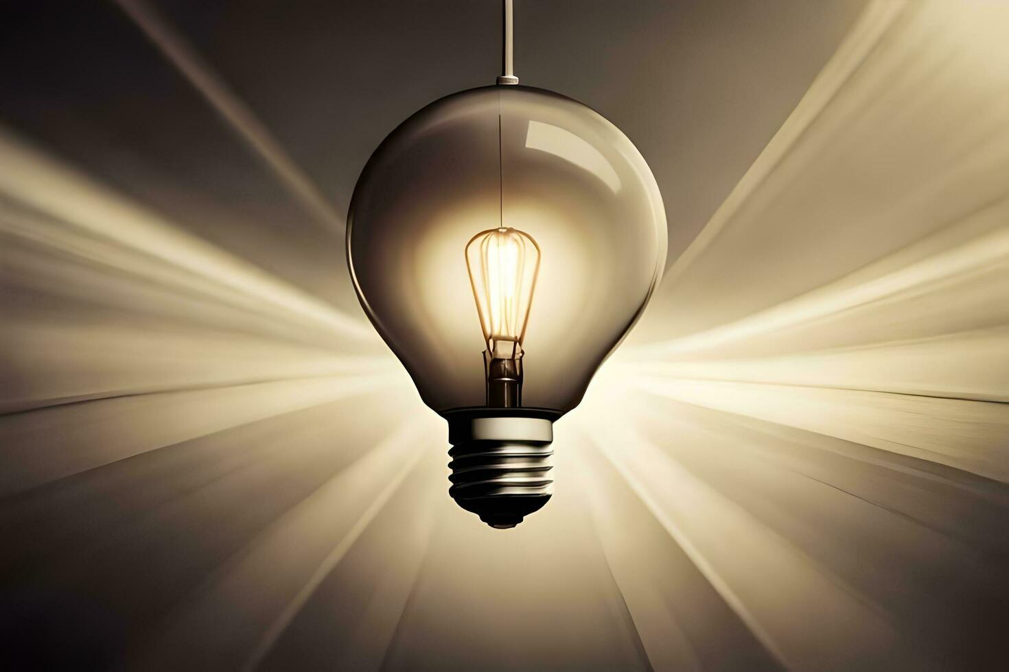 a light bulb is shining in the dark. AI-Generated photo