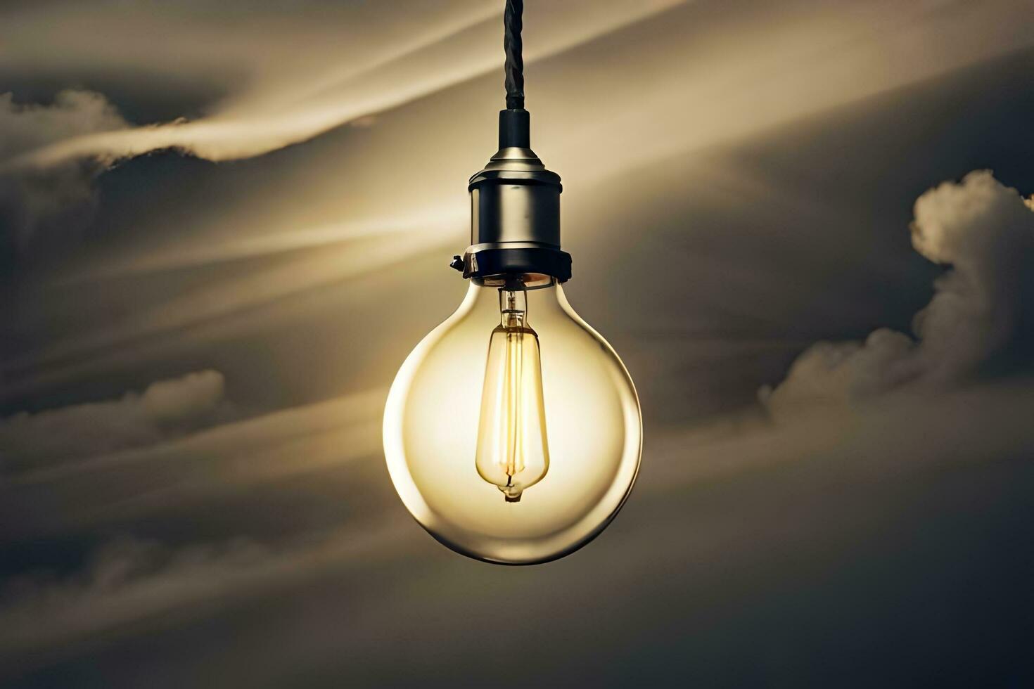 a light bulb is shining in the sky. AI-Generated photo