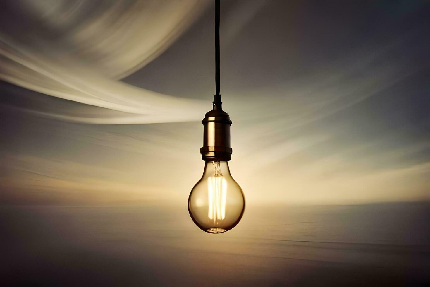 a light bulb is hanging from a string. AI-Generated photo