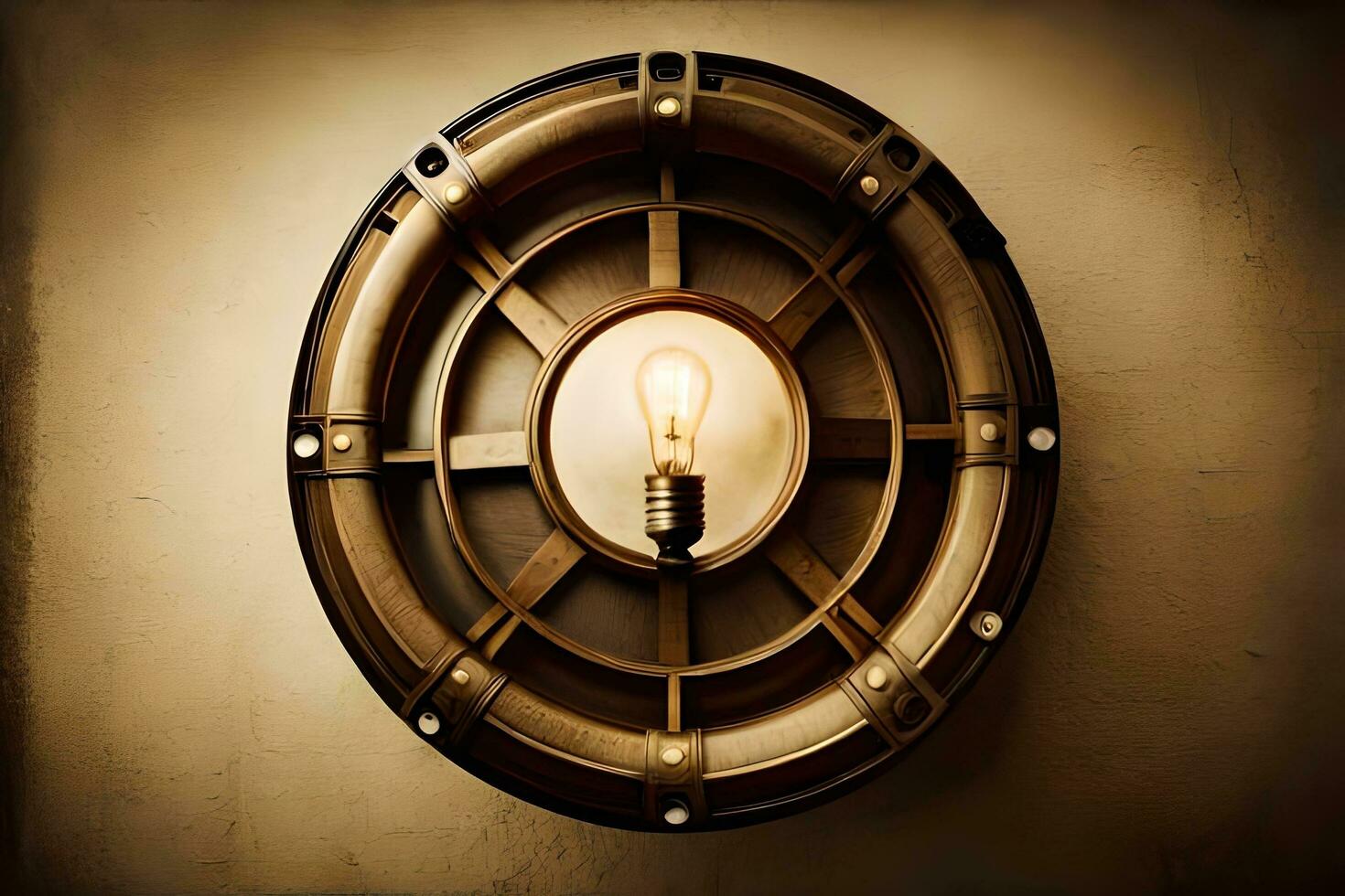 a light bulb is on a circular light fixture. AI-Generated photo