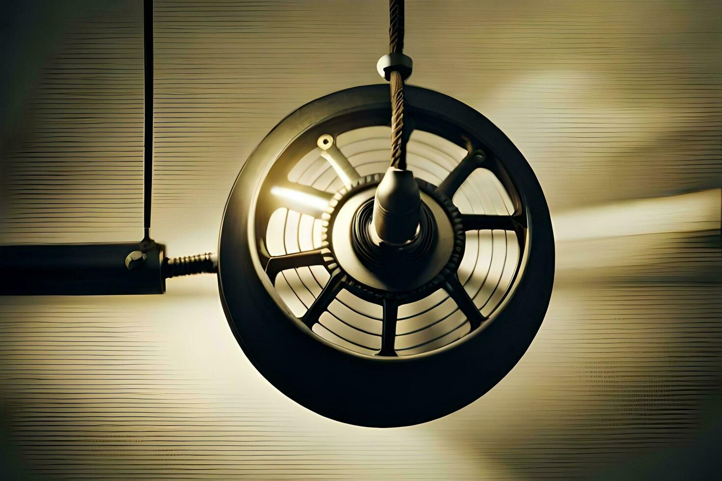 a close up of a fan with a rope attached. AI-Generated photo