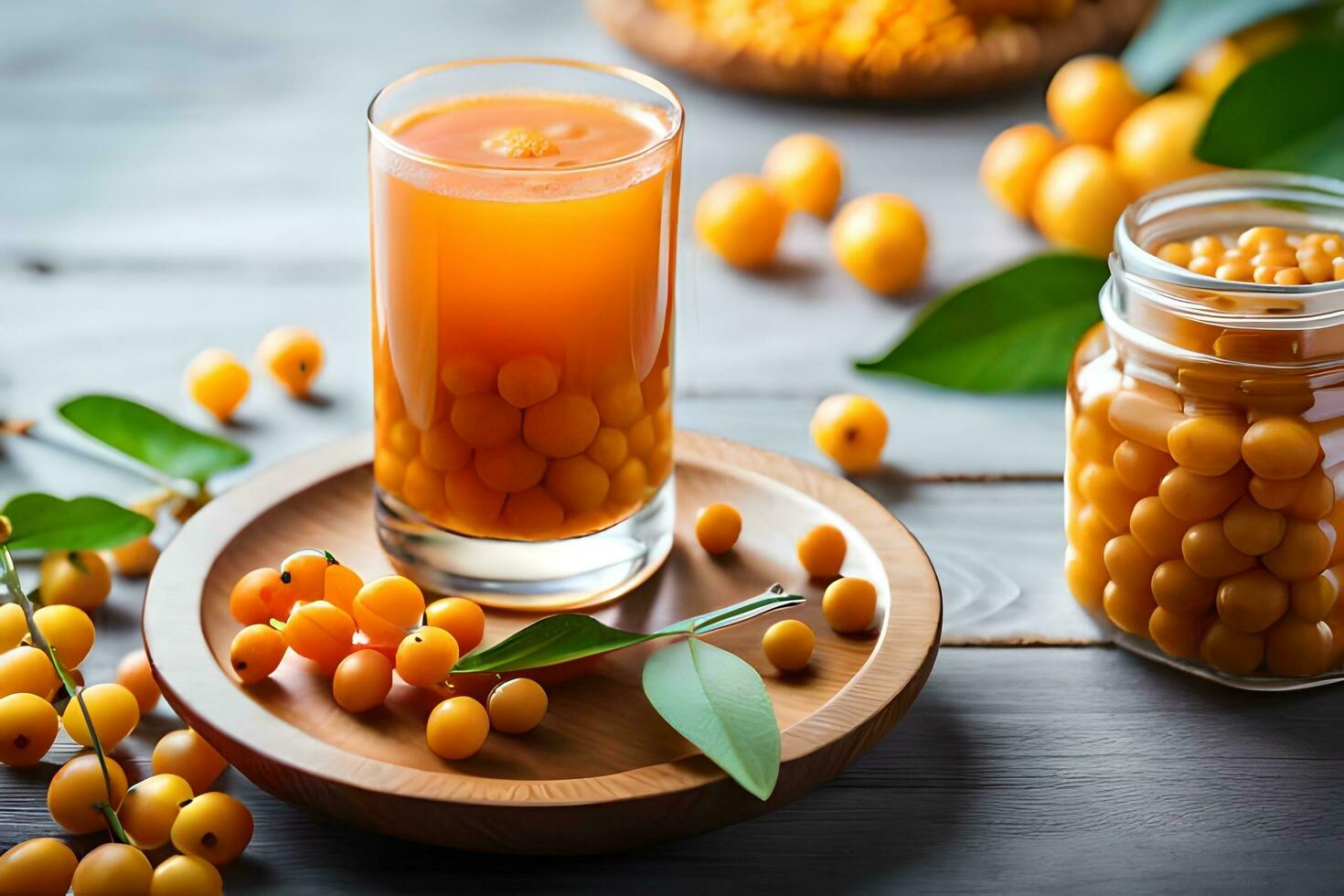 how to make sea buckthorn juice. AI-Generated photo