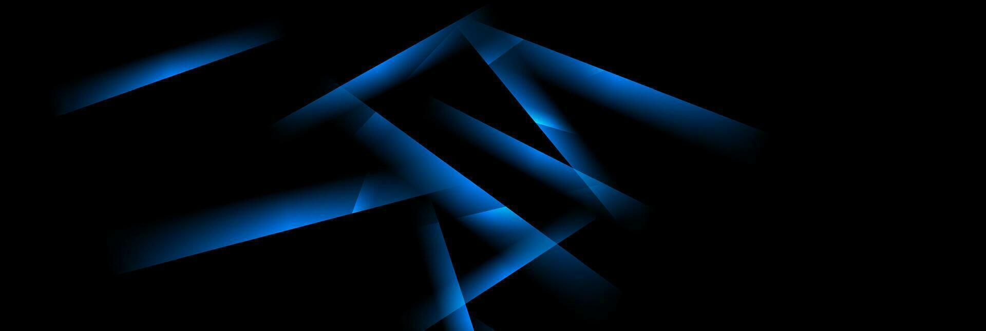 Bright blue abstract glossy stripes on black background vector