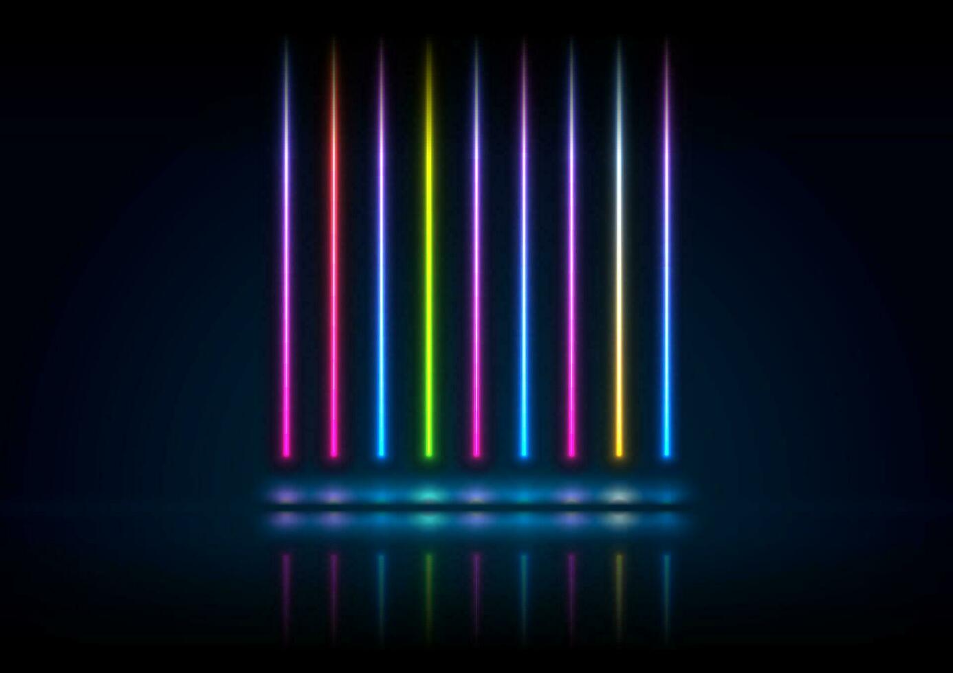 Colorful neon lines abstract technology background vector