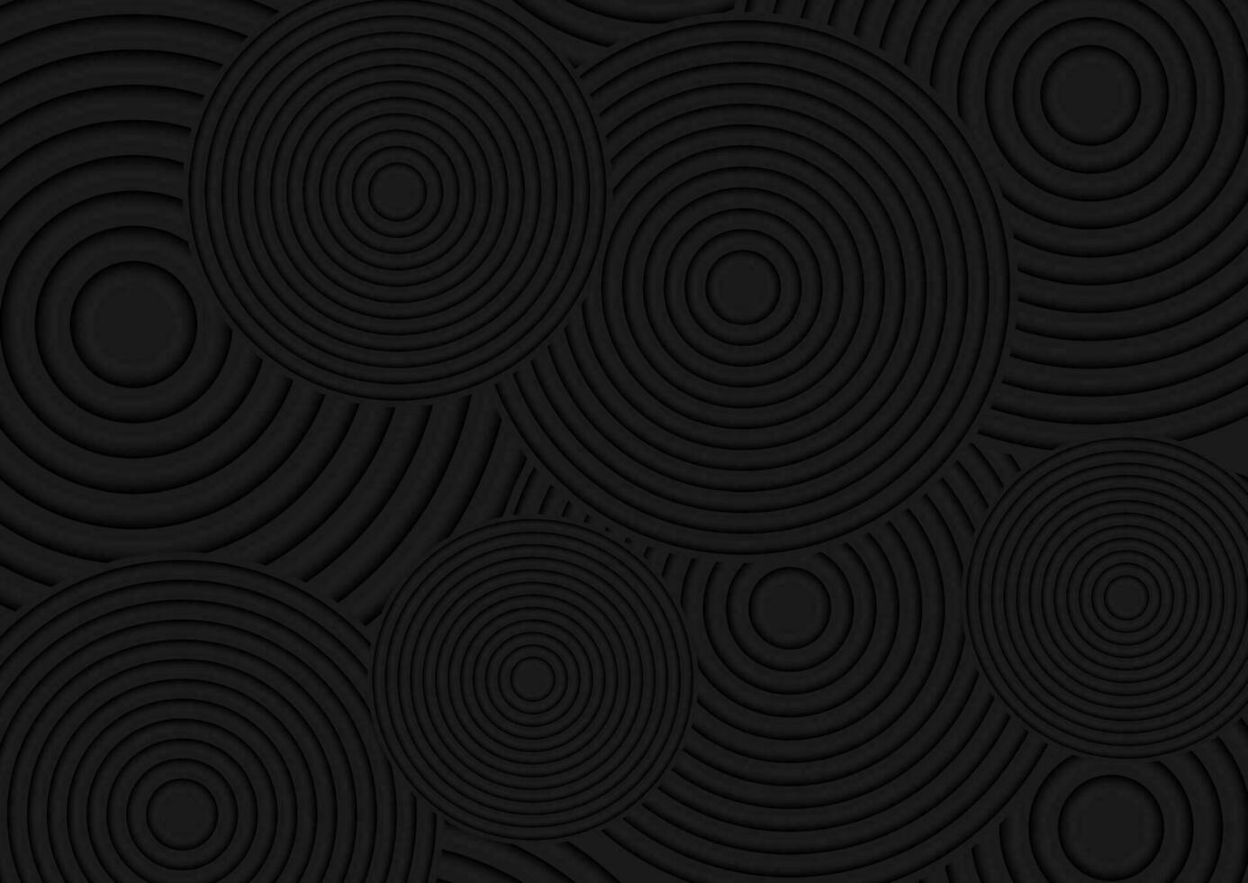 Black smooth circles abstract tech background vector