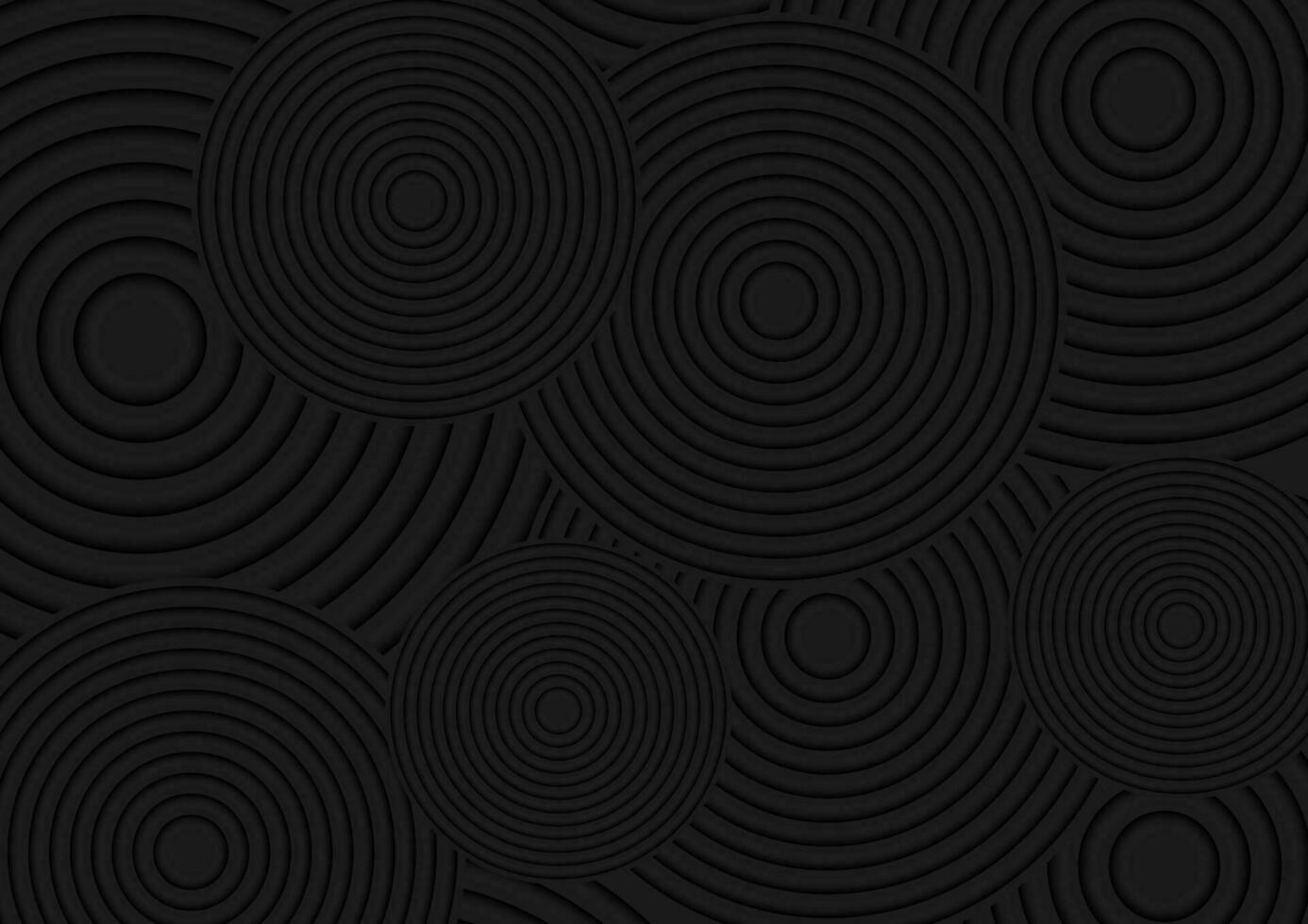 Black smooth circles abstract tech background vector