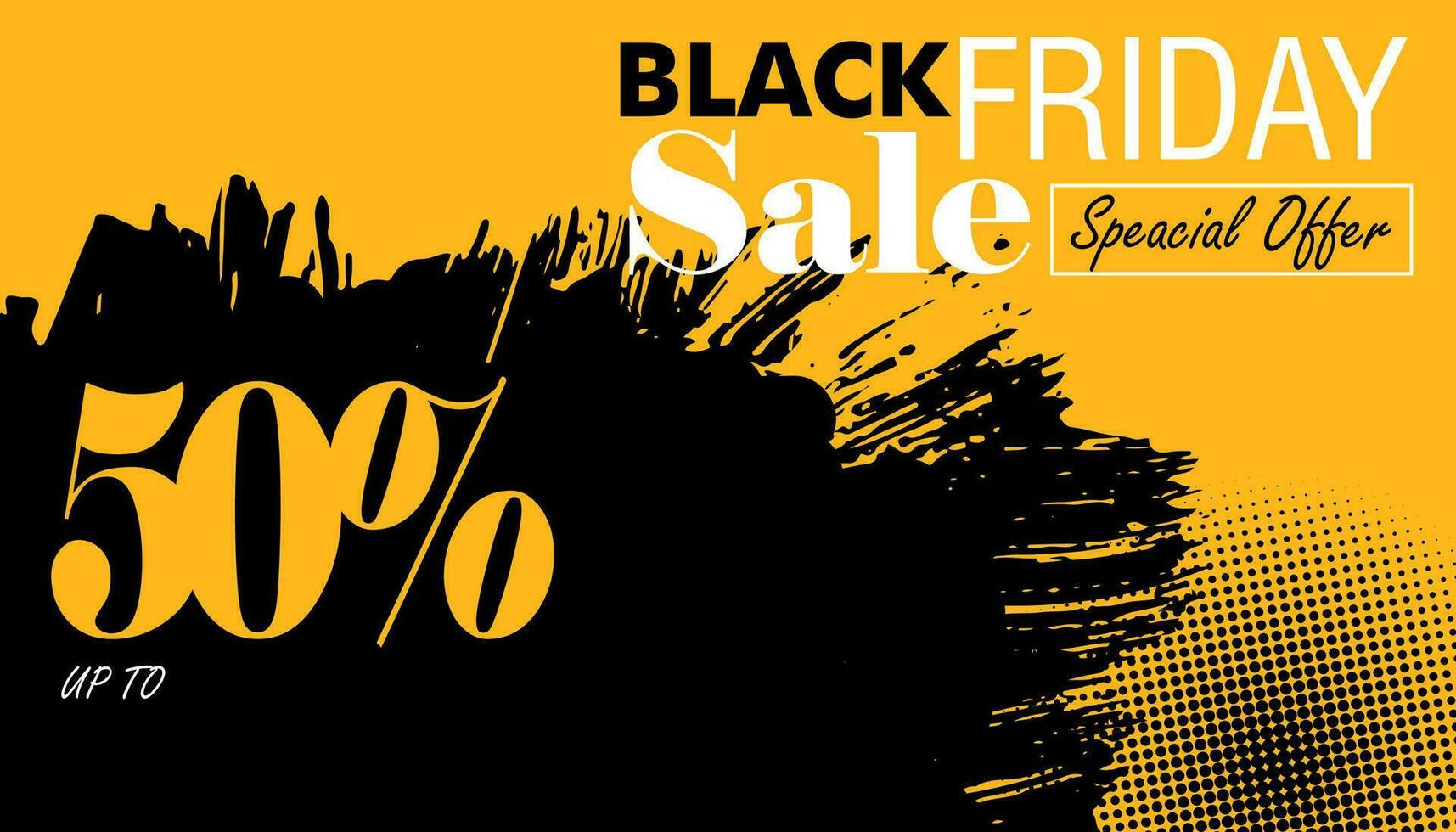 Black friday sale background with brush stroke grunge and halftone vector