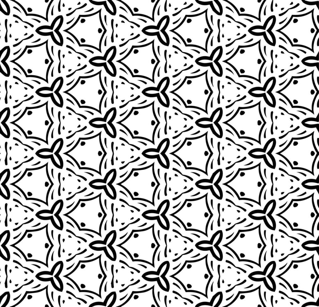 Black and white seamless abstract pattern. Background and backdrop. Grayscale ornamental design. Mosaic ornaments. Vector graphic illustration.