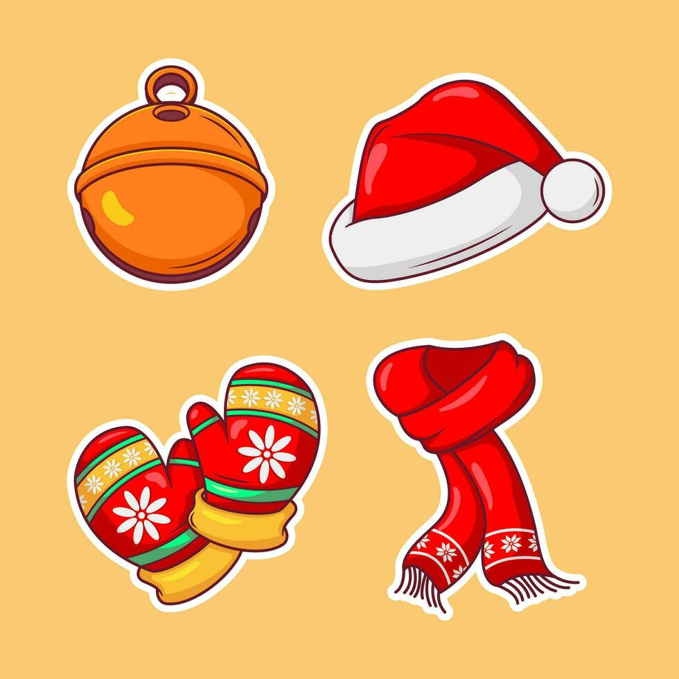 Set of christmas element vector hand drawn