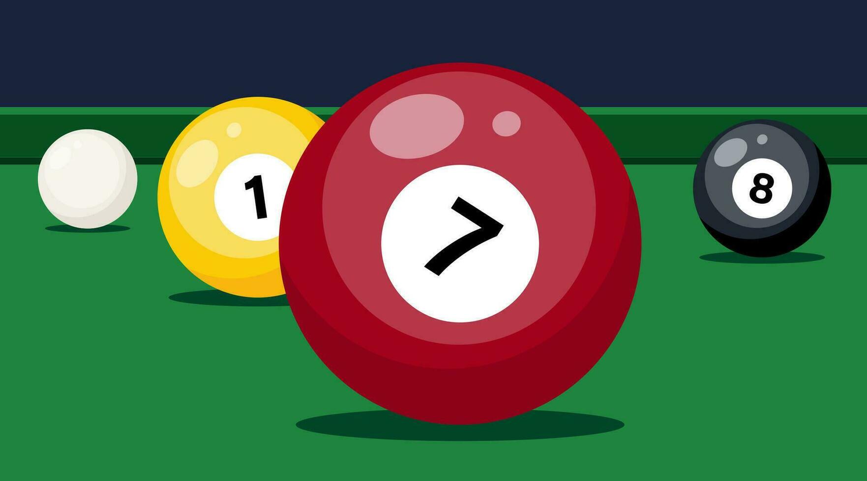 Billiard table with balls close up. Snooker or pool sport play, banner template. Vector illustration.