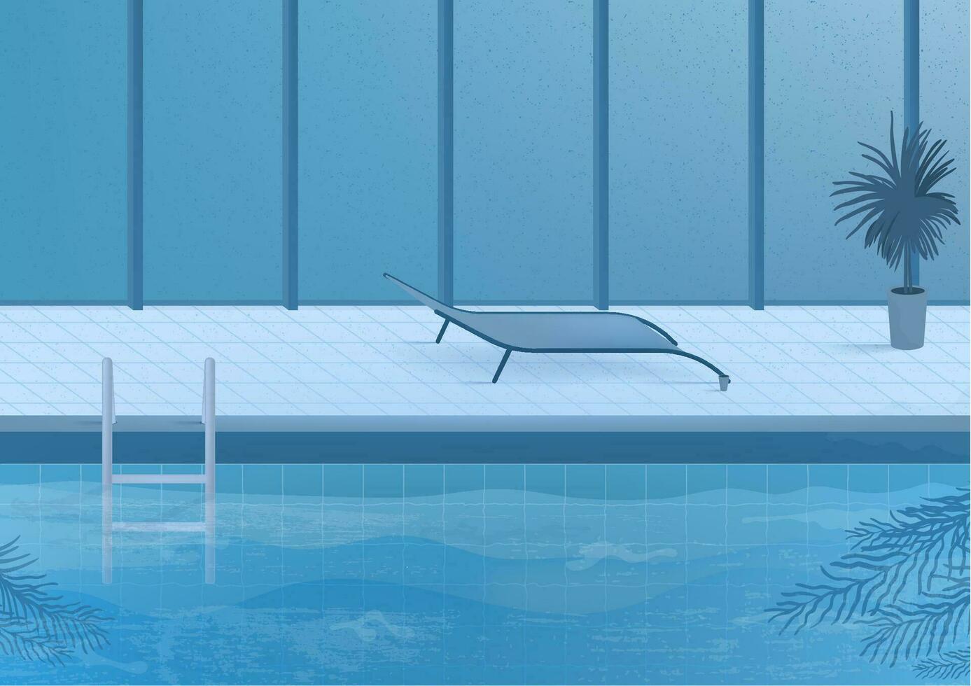 Public swimming pool inside interior. vector illustration.