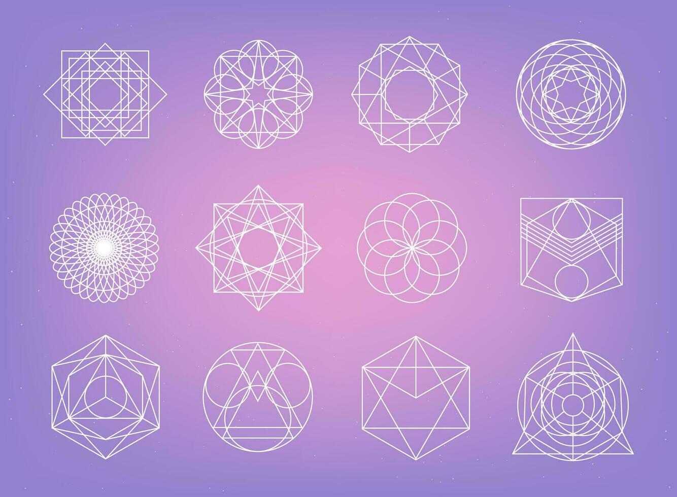 Sacred geometry symbols collection. hipster, abstract, alchemy, spiritual, mystic elements set. vector