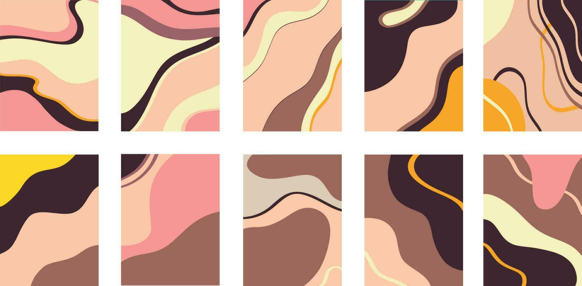 Set of images with colorful chaotic patterns vector