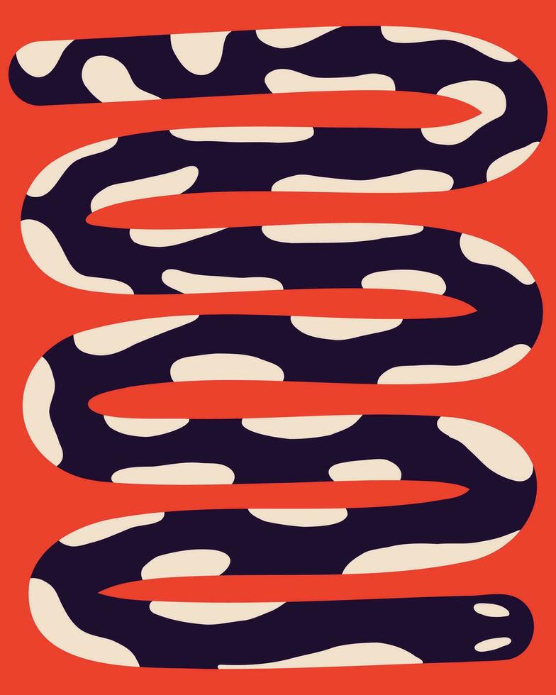 serpiente tarjeta en moderno de moda ingenuo estilo. minimalista miedoso extraño serpiente vector