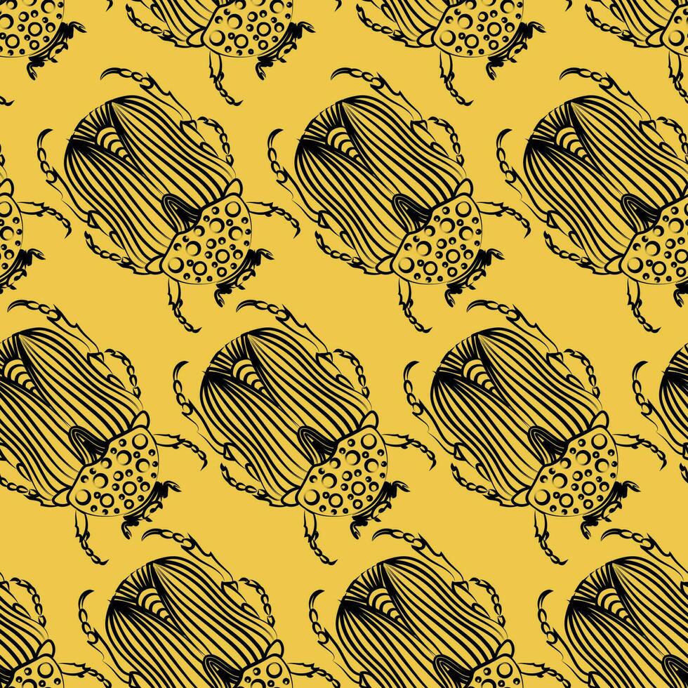 beetles seamless pattern. Bohemian pattern with bugs vector