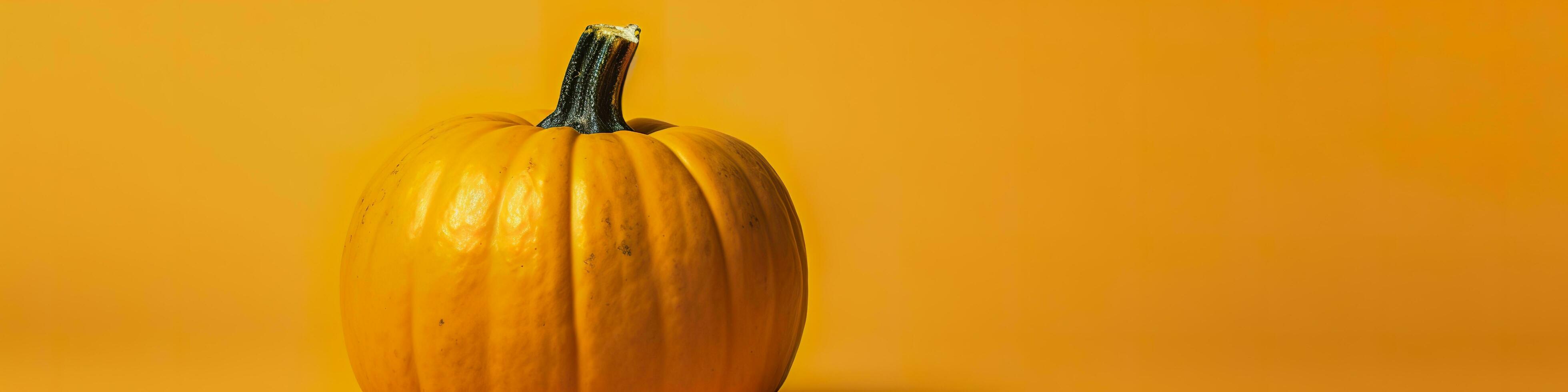 un calabaza en contra un amarillo antecedentes. generativo ai foto