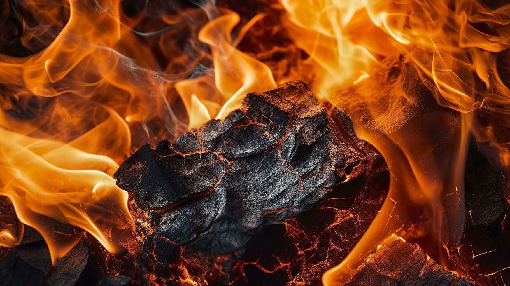 Burning coals from a fire abstract background. AI Generative photo
