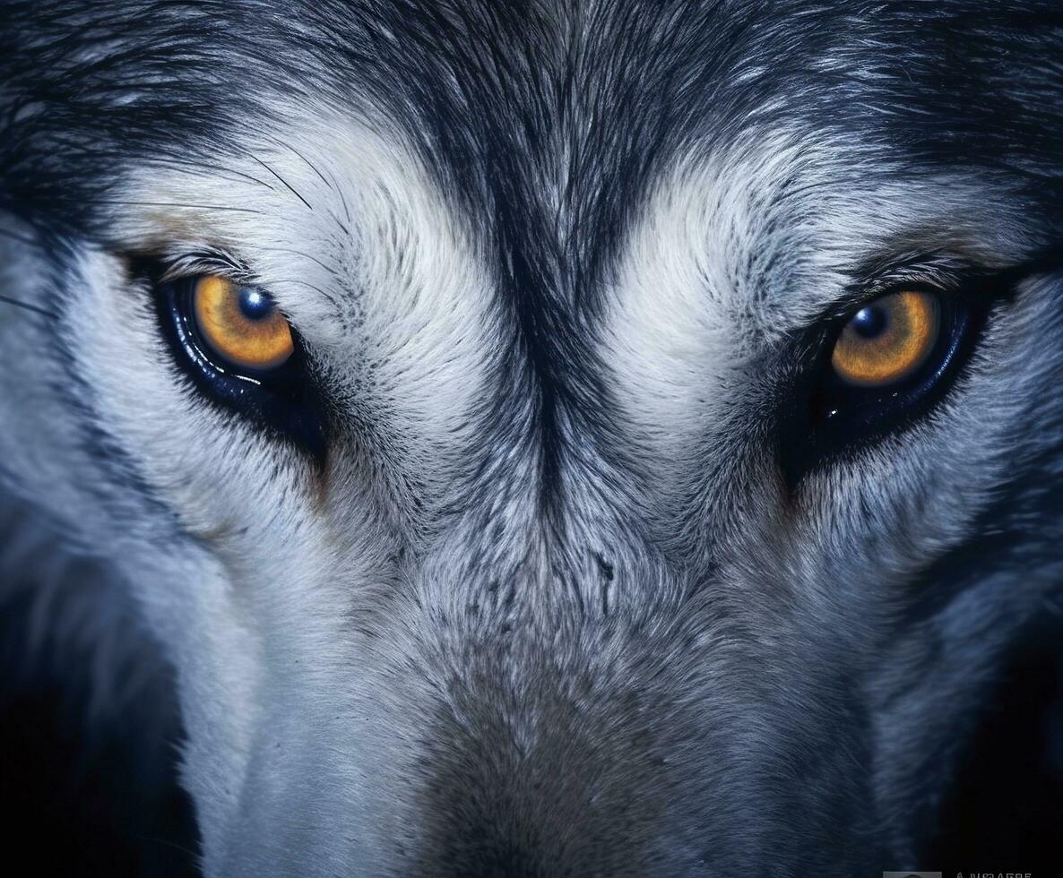 ojos de un salvaje lobo. generativo ai foto
