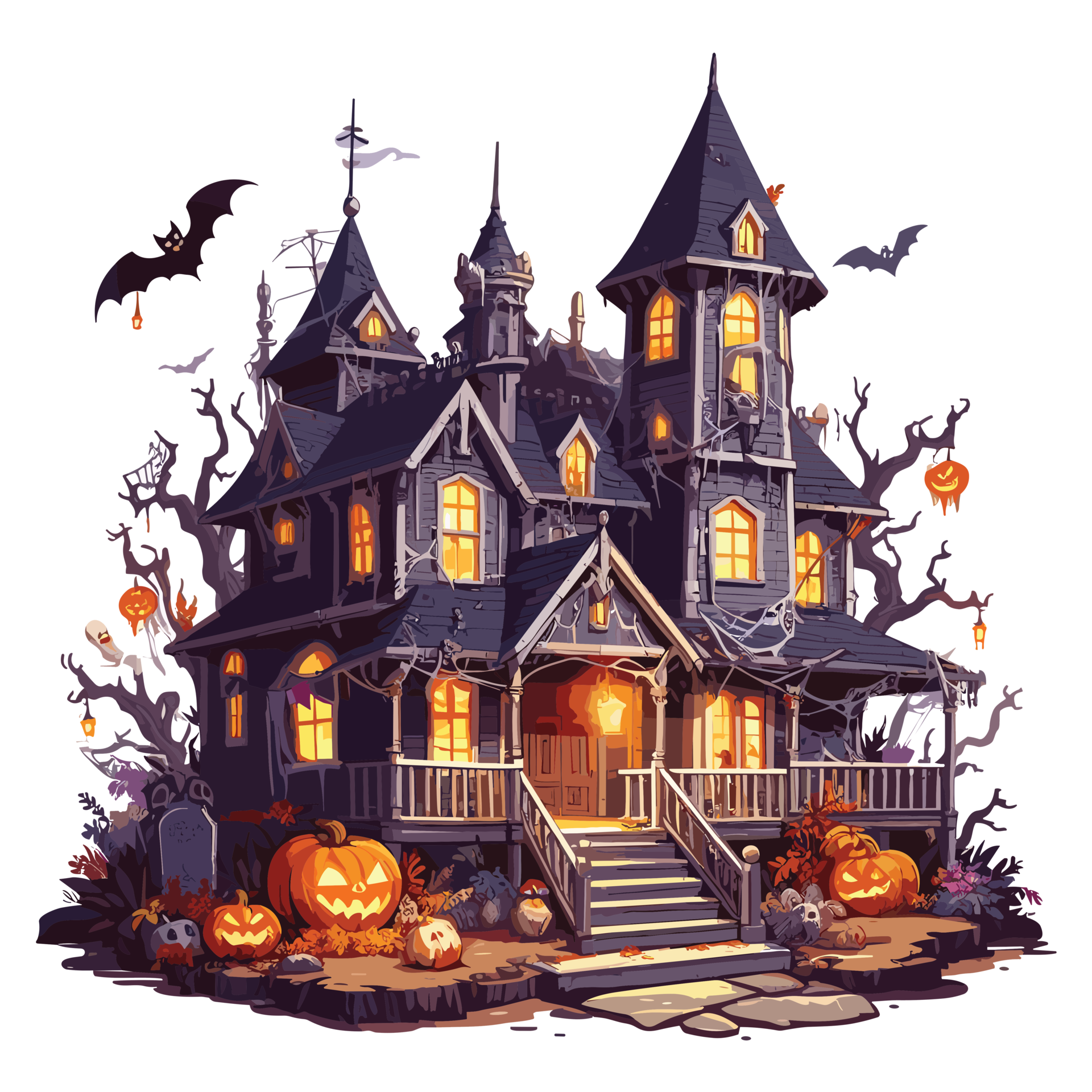 Creepy Halloween House Clipart - Ai Generative 32972050 PNG