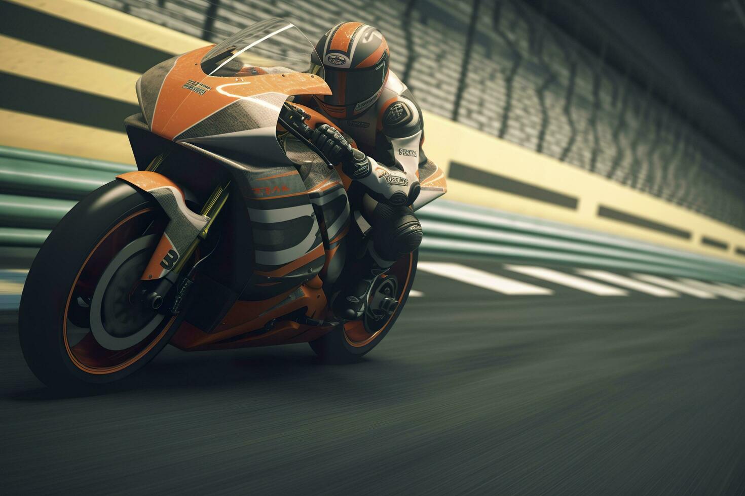 bike on racing track. Generative AI photo