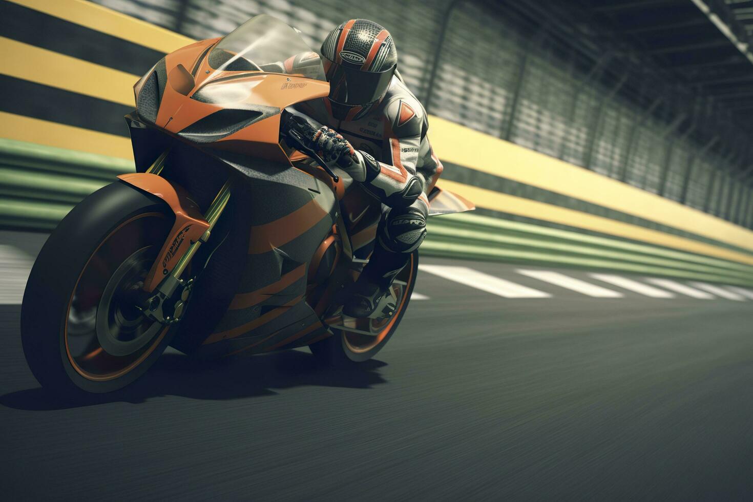bike on racing track. Generative AI photo