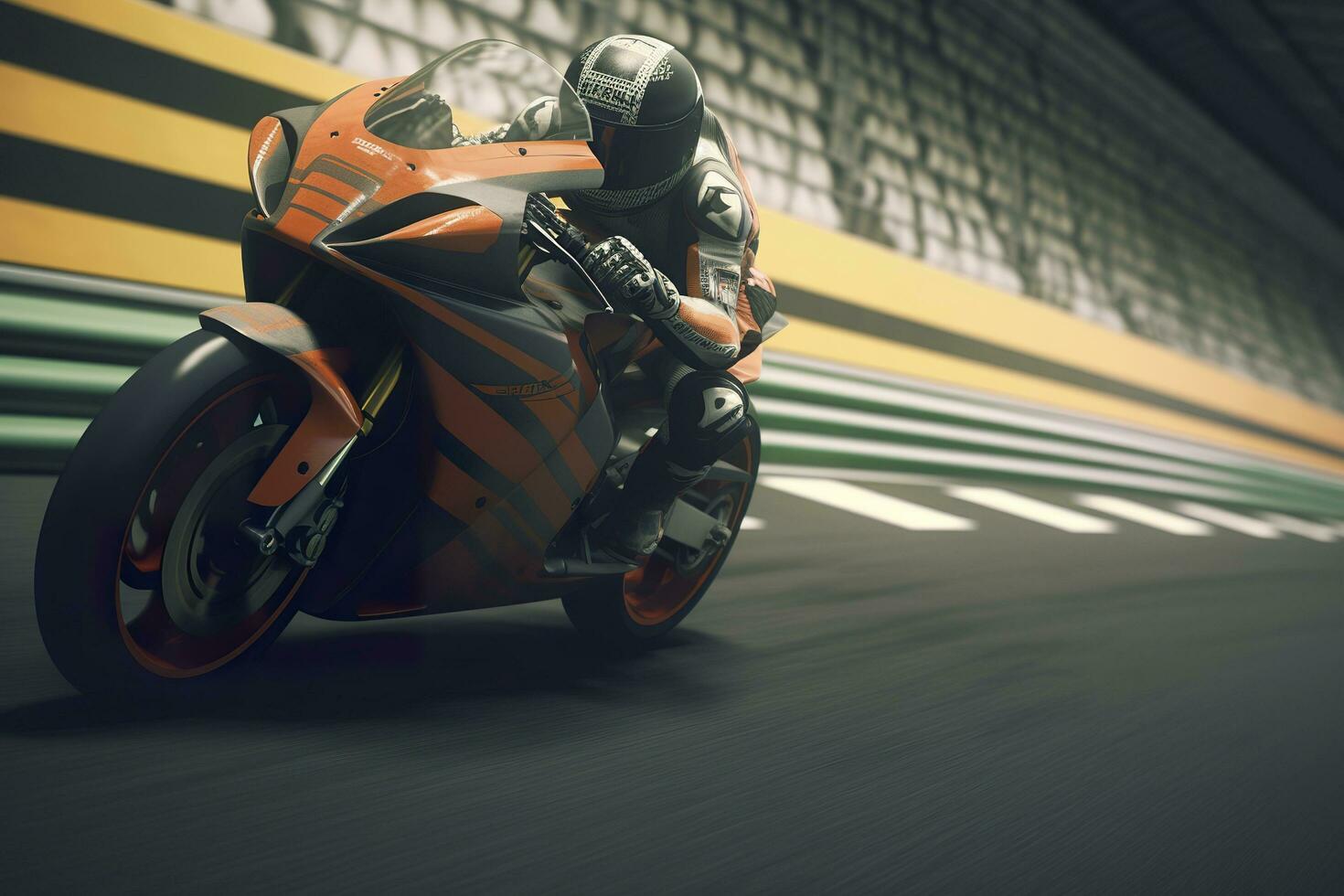 bike on racing track. Generative AI photo