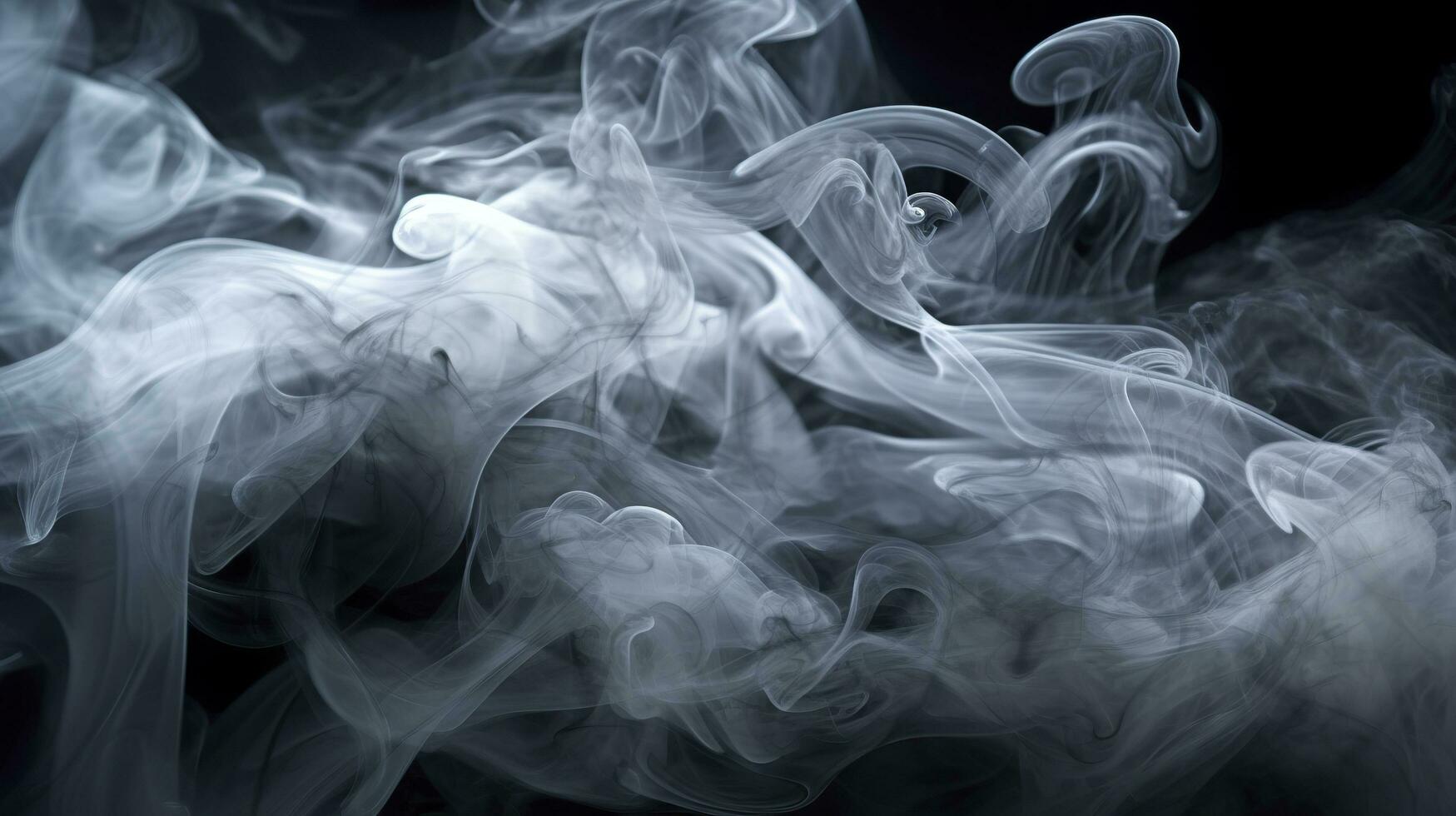 The close up view reveals the mesmerizing patterns and textures within the smoke, The ethereal quality of the smoke against the dark background. AI Generative photo