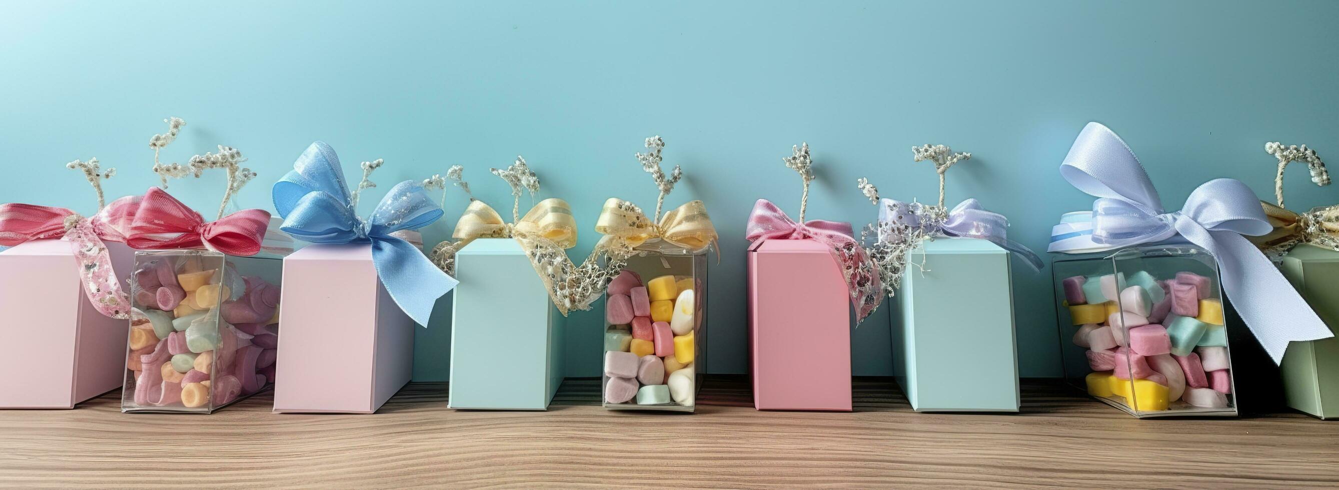 Birthday gift boxes and steamers. Generative AI photo