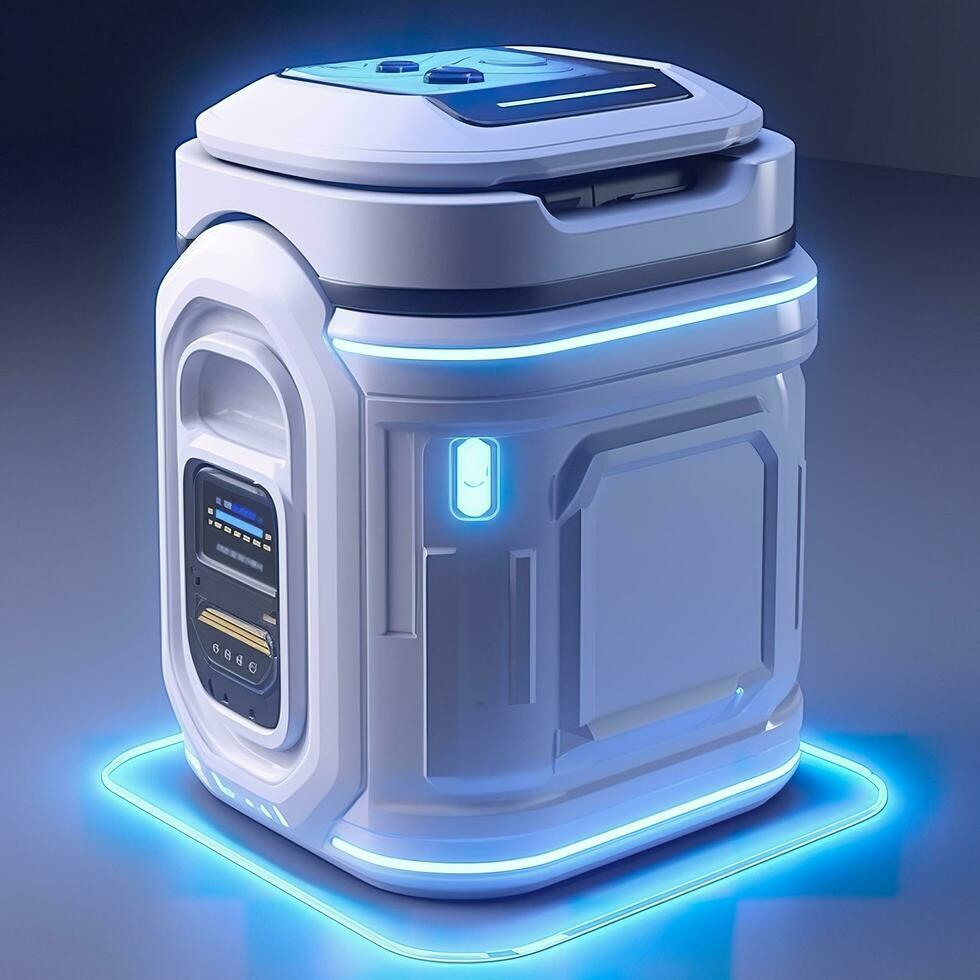 Removable Trash Can with Intelligent, Modular Design. A Futuristic Concept for Sustainable Waste Management. AI Generative photo