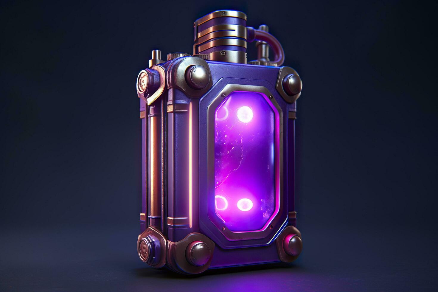 Purple Sci Fi Energy Flask with Pure Background. AI Generative photo