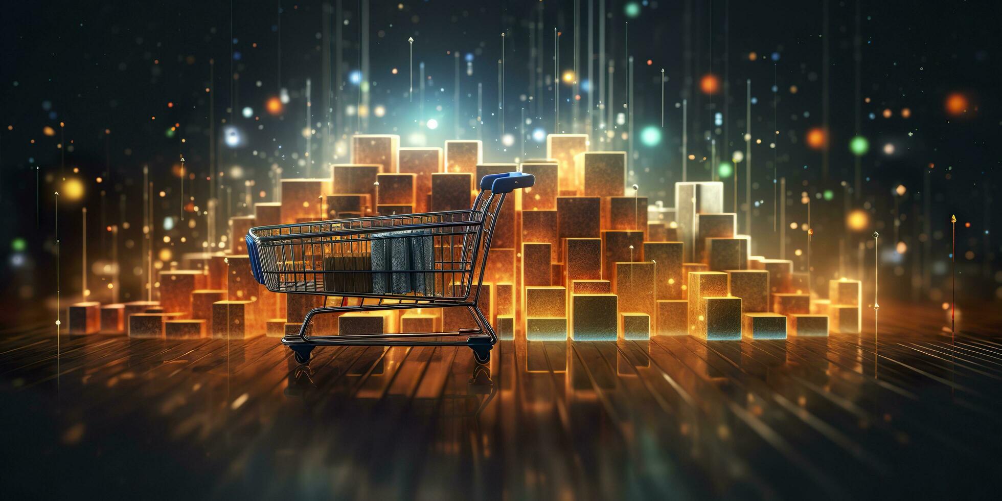 Digital E-Commerce Sales Increase.  Save Time and Money with Multiple Products in One Cart. Shop with Confidence. E-commerce concept. AI Generative photo