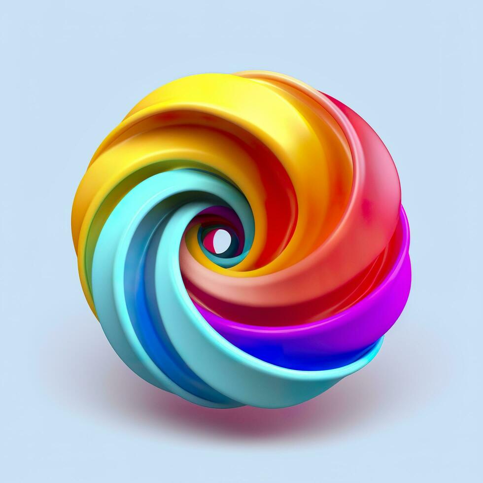 Abstract Rainbow Spiral. Soft and Rounded Forms Rendered in Tangled Perfection. AI Generative photo