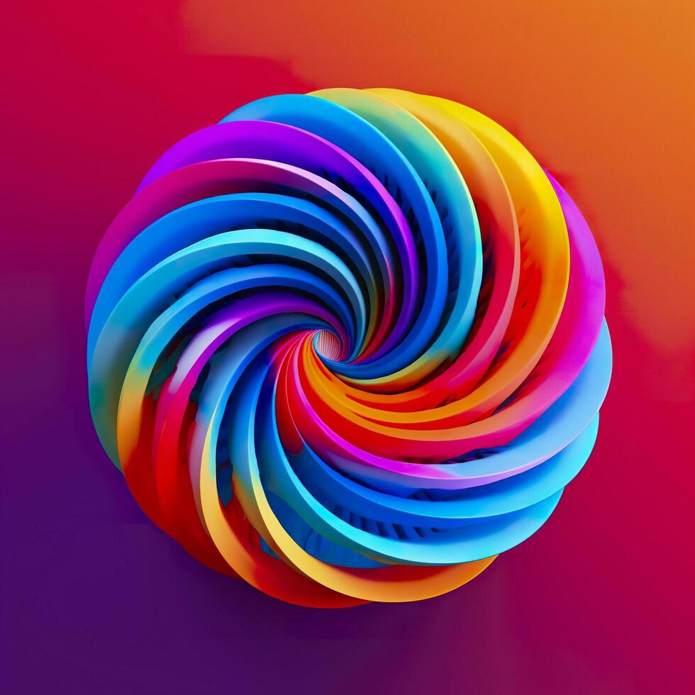 Abstract Rainbow Spiral. Soft and Rounded Forms Rendered in Tangled Perfection. AI Generative photo