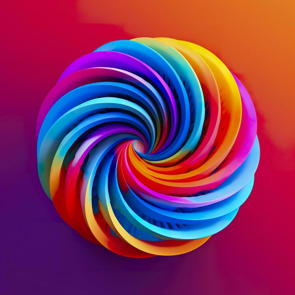 Abstract Rainbow Spiral. Soft and Rounded Forms Rendered in Tangled Perfection. AI Generative photo